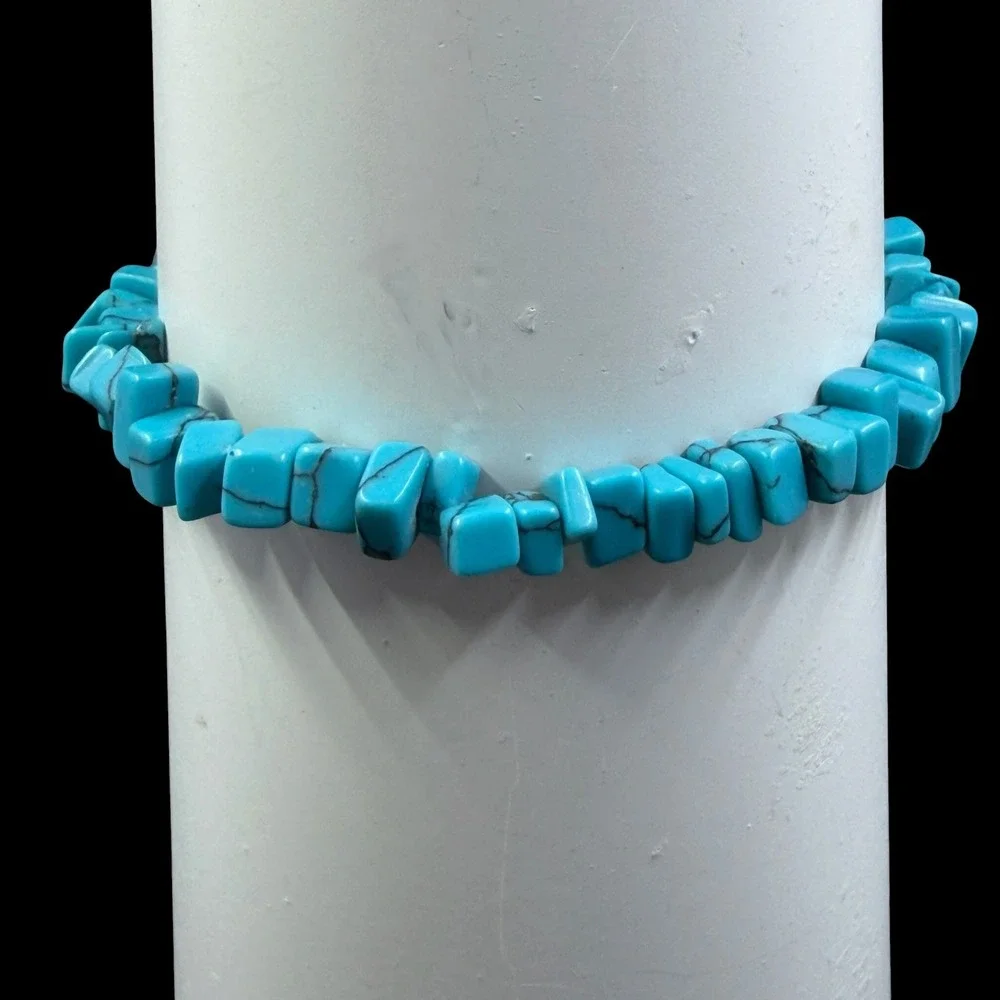 Vintage Southwestern Turquoise Drop Earrings‎ & Stretch Bracelet  Boho Festival